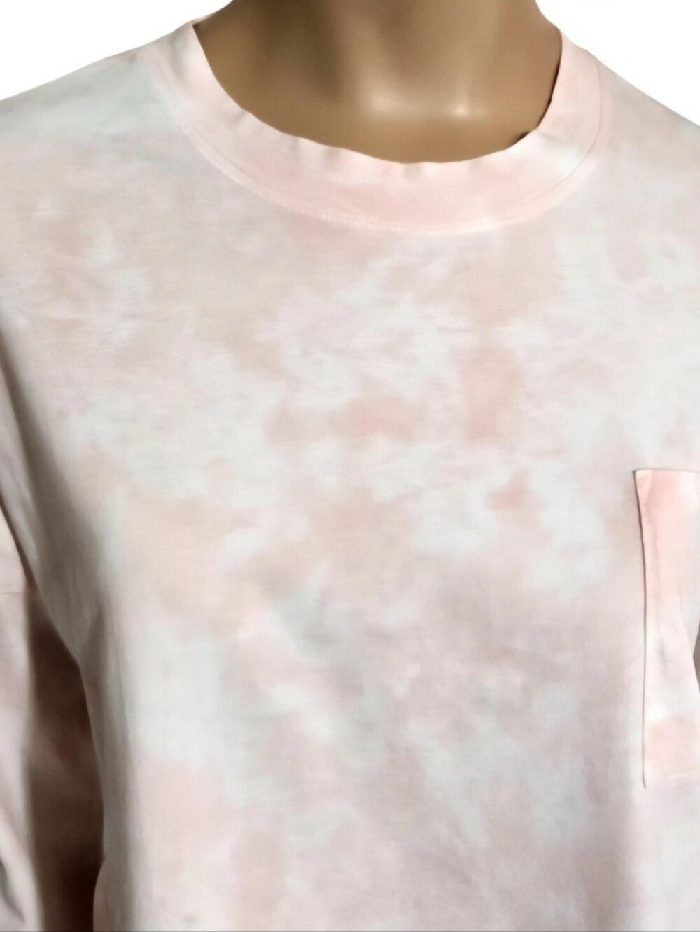 Time & Tru Relaxed Fit Top Dropped Shoulder Long Sleeve Pink/White Tie Dye M/L - Picture 4 of 14